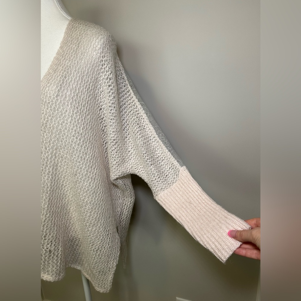 Free People Peek-A-Boo cardigan sweater wool alpaca blend lace loose-knit open M - Picture 8 of 12
